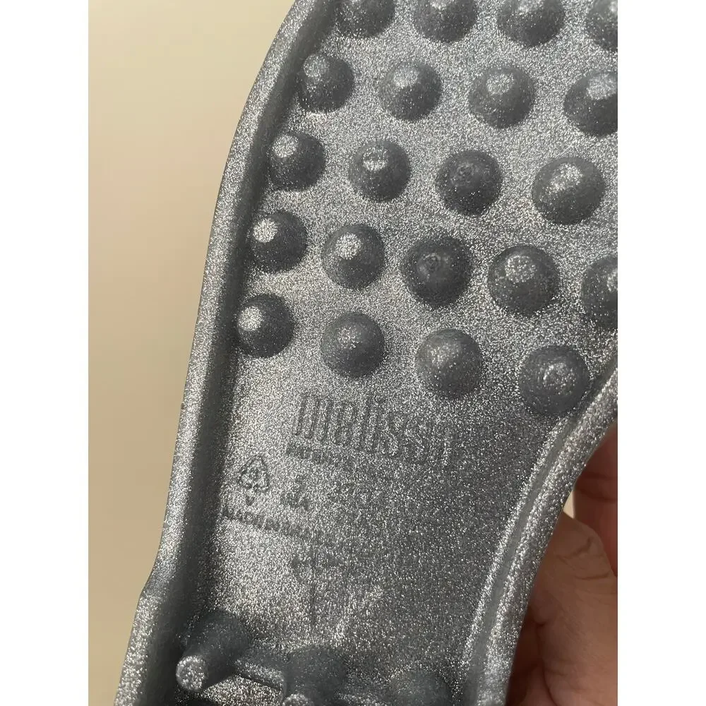 New Melissa Possession Girls Size 5 Silver Glitter Jelly Sandals